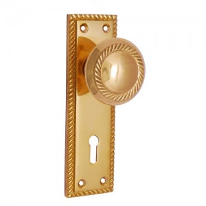 "Elnathan" Brass Door Knob with Plate 